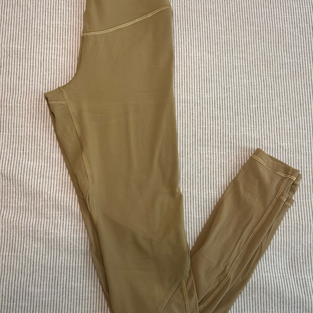 Olive Green Lululemon Nulu & Crisscross Mesh Stirrup Leggings